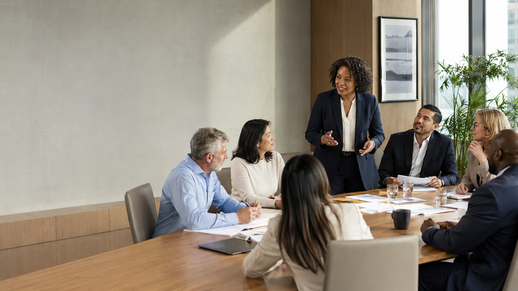 Team discussing in a corporate setting